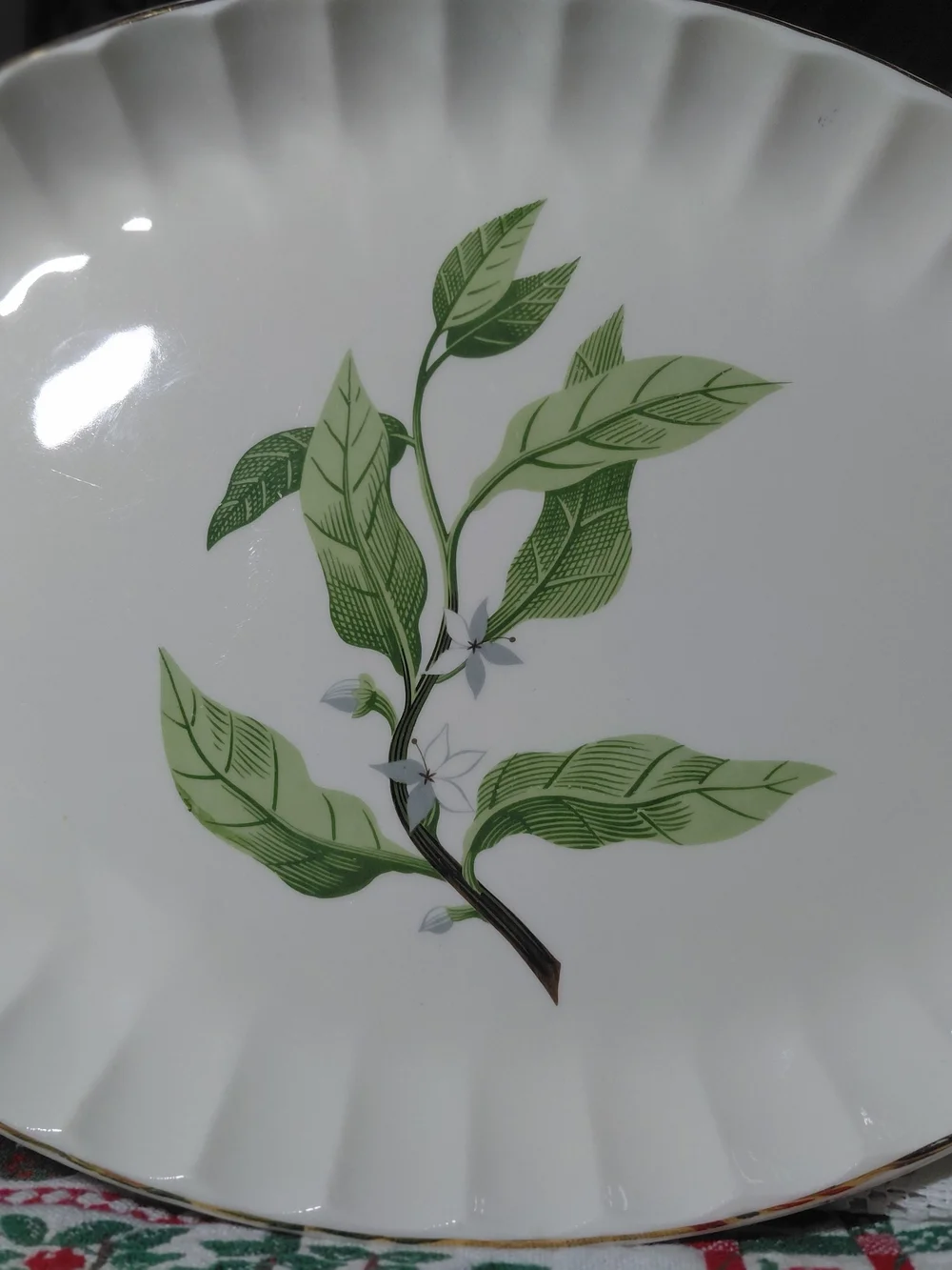 1950's W.S George Bolero 22kt Gold Scalloped Rim Serving Platter orange blossom